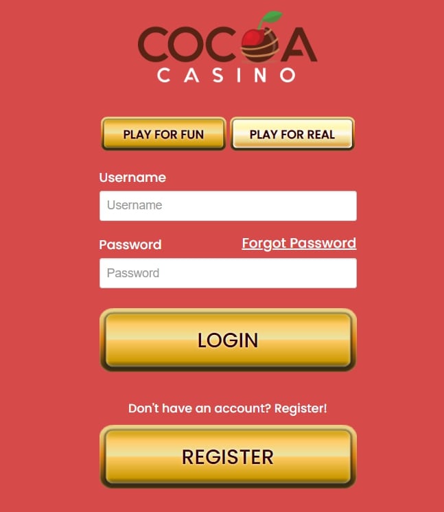 Cocoa casino registration.